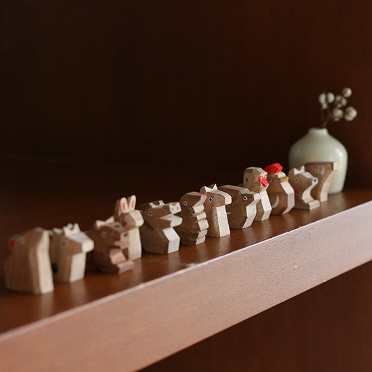 中川政七商店|日本製 手雕十二支擺飾 - 楠木全套12件