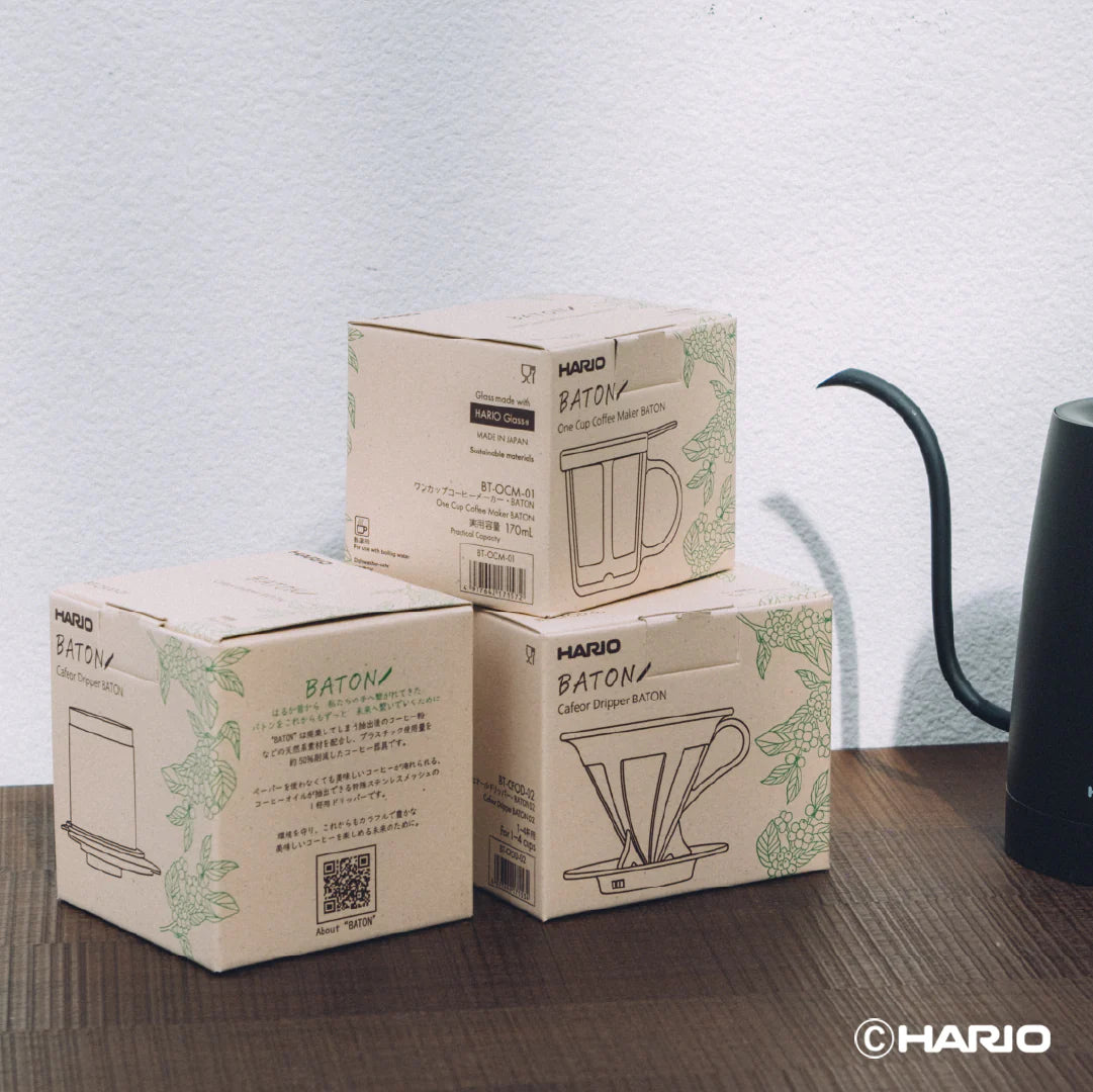 HARIO 日本製 BATON 環保系列 獨享杯單人免濾紙手沖咖啡壺 170ml BT-OCM-01