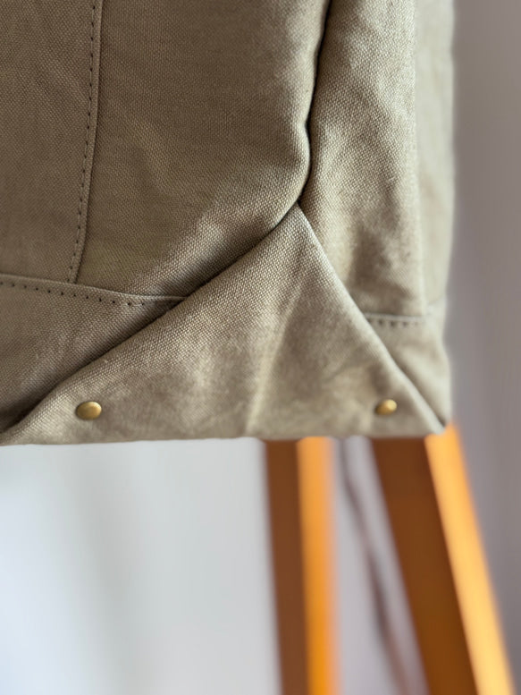 日本手作厚帆布Tote Bag 托特包(灰卡其色)