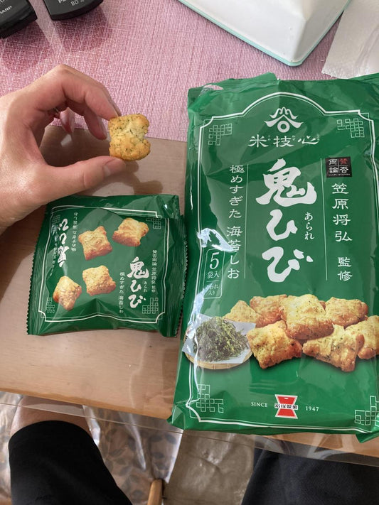 Iwatsuka Thick-Cut Seaweed Salt Rice Crackers Snack 80g x 12-Pack Made in Japan