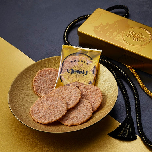 坂角總本舖 名古屋限定 Yukari「緣」黃金罐 鮮蝦餅 18枚入罐裝