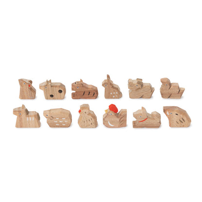 中川政七商店｜日本製 手雕十二支擺飾 - 楠木全套12件