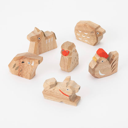 中川政七商店｜日本製 手雕十二支擺飾 - 楠木全套12件