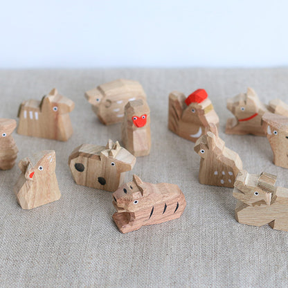 中川政七商店｜日本製 手雕十二支擺飾 - 楠木全套12件