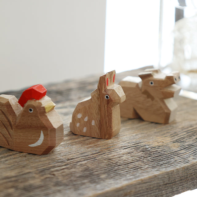 中川政七商店｜日本製 手雕十二支擺飾 - 楠木全套12件