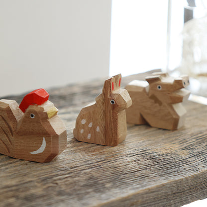 中川政七商店｜日本製 手雕十二支擺飾 - 楠木全套12件