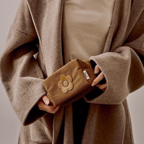 MARY QUANT × Biople Pouch 燈芯絨化妝包 駝色