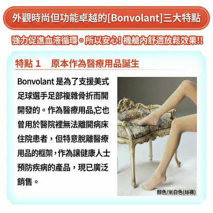 Bonvolant Lycra 高密度纖維 漸進式壓力襪 有效改善靜脈曲張 消除疲勞腳腫 2對裝