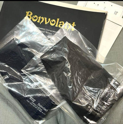 Bonvolant Lycra 高密度纖維 漸進式壓力襪 有效改善靜脈曲張 消除疲勞腳腫 2對裝