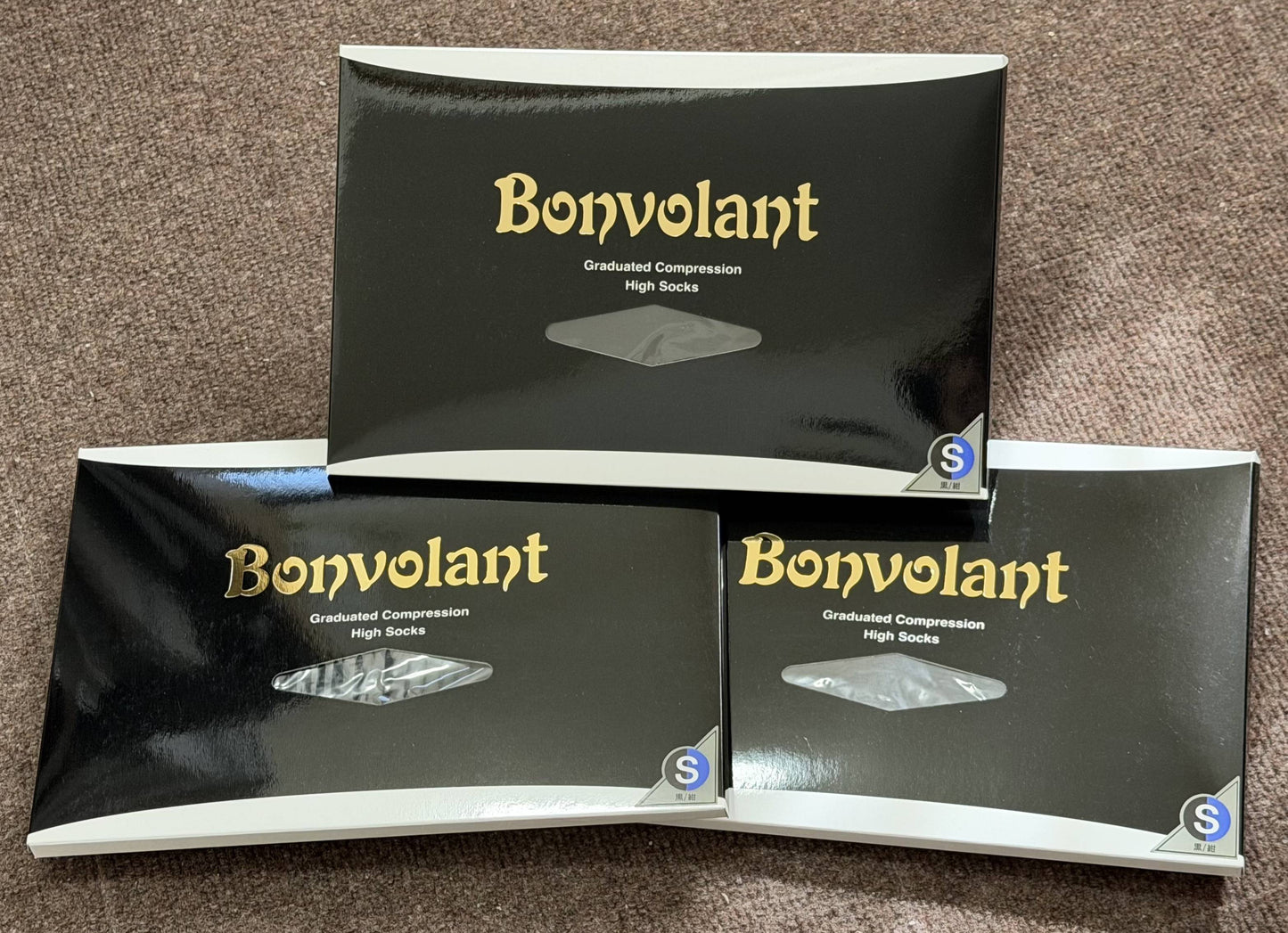Bonvolant Lycra 高密度纖維 漸進式壓力襪 有效改善靜脈曲張 消除疲勞腳腫 2對裝