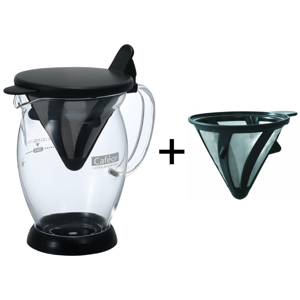 HARIO 日本製 Cafeor 免濾紙不鏽鋼濾網手沖咖啡壺套裝 300ml 2杯用 CFO-2B