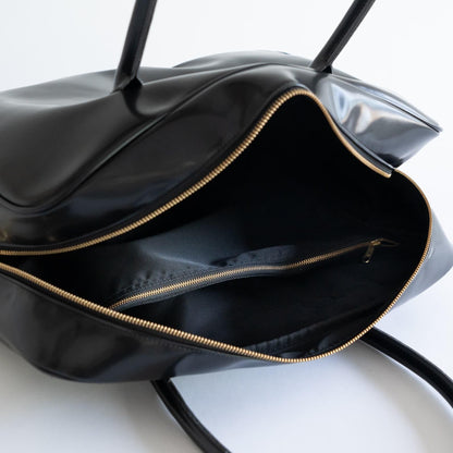 CLASKA｜日本製 BANK 波士頓旅行包 - 黑色合成皮革