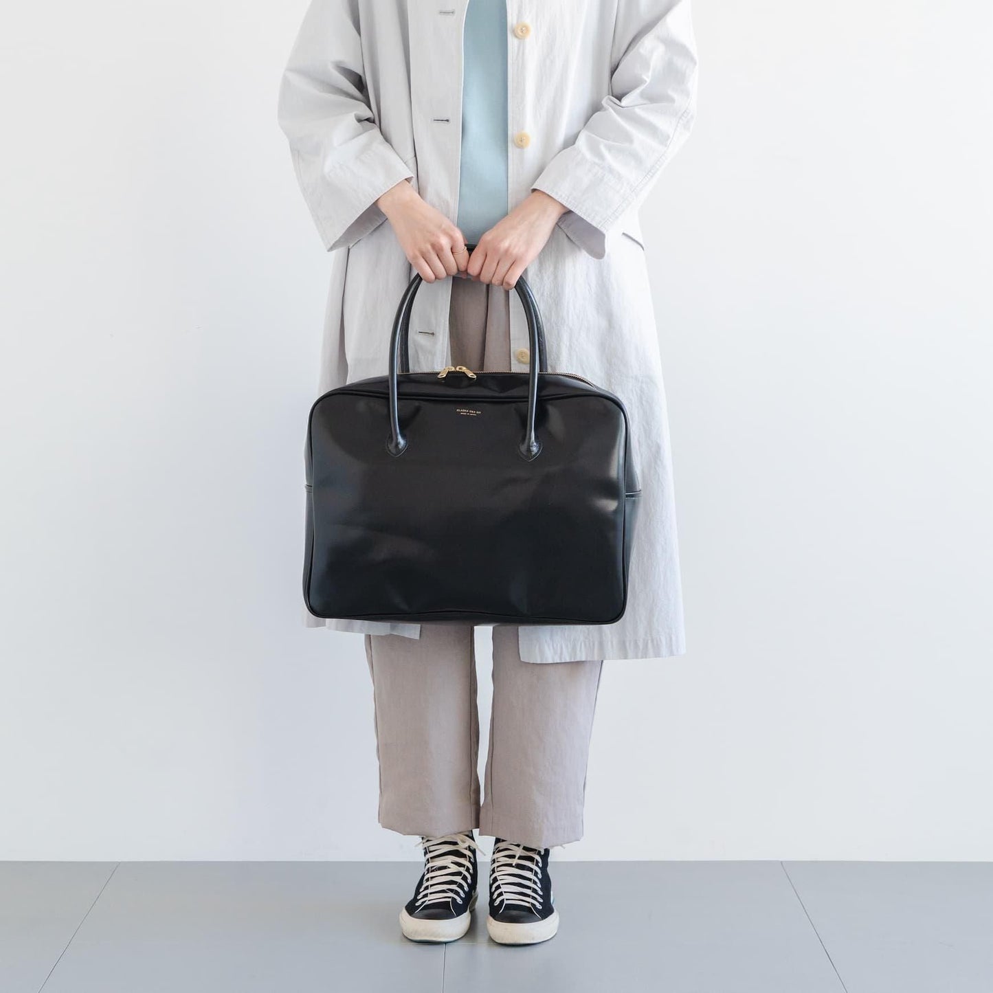 CLASKA｜日本製 BANK 波士頓旅行包 - 黑色合成皮革