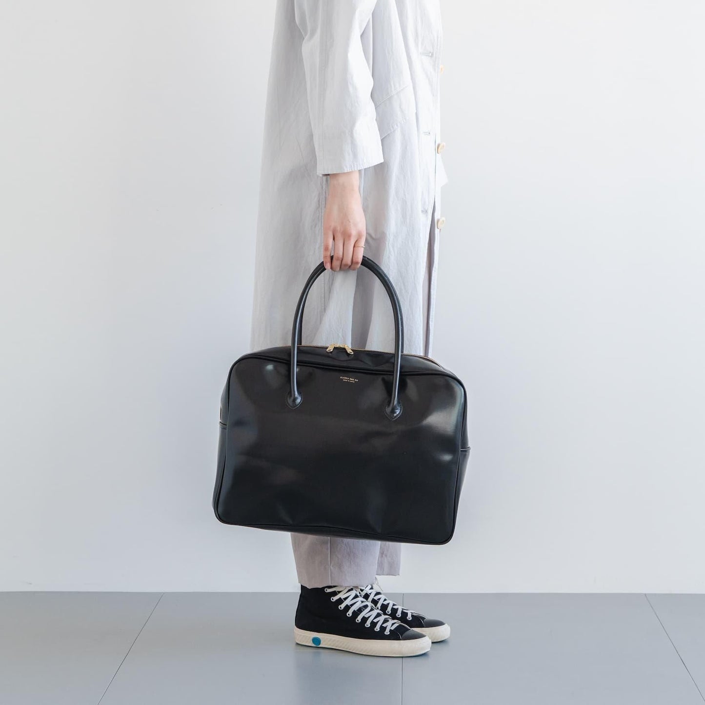 CLASKA｜日本製 BANK 波士頓旅行包 - 黑色合成皮革