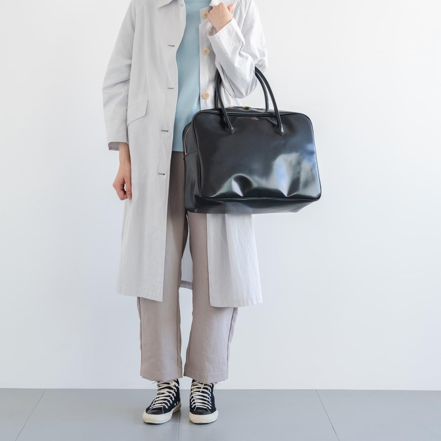 CLASKA｜日本製 BANK 波士頓旅行包 - 黑色合成皮革