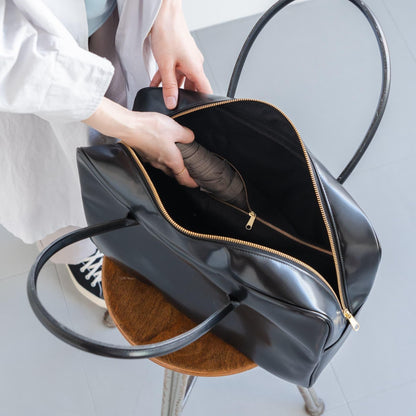 CLASKA｜日本製 BANK 波士頓旅行包 - 黑色合成皮革