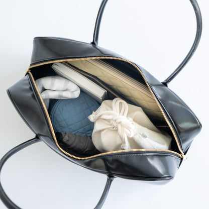 CLASKA｜日本製 BANK 波士頓旅行包 - 黑色合成皮革