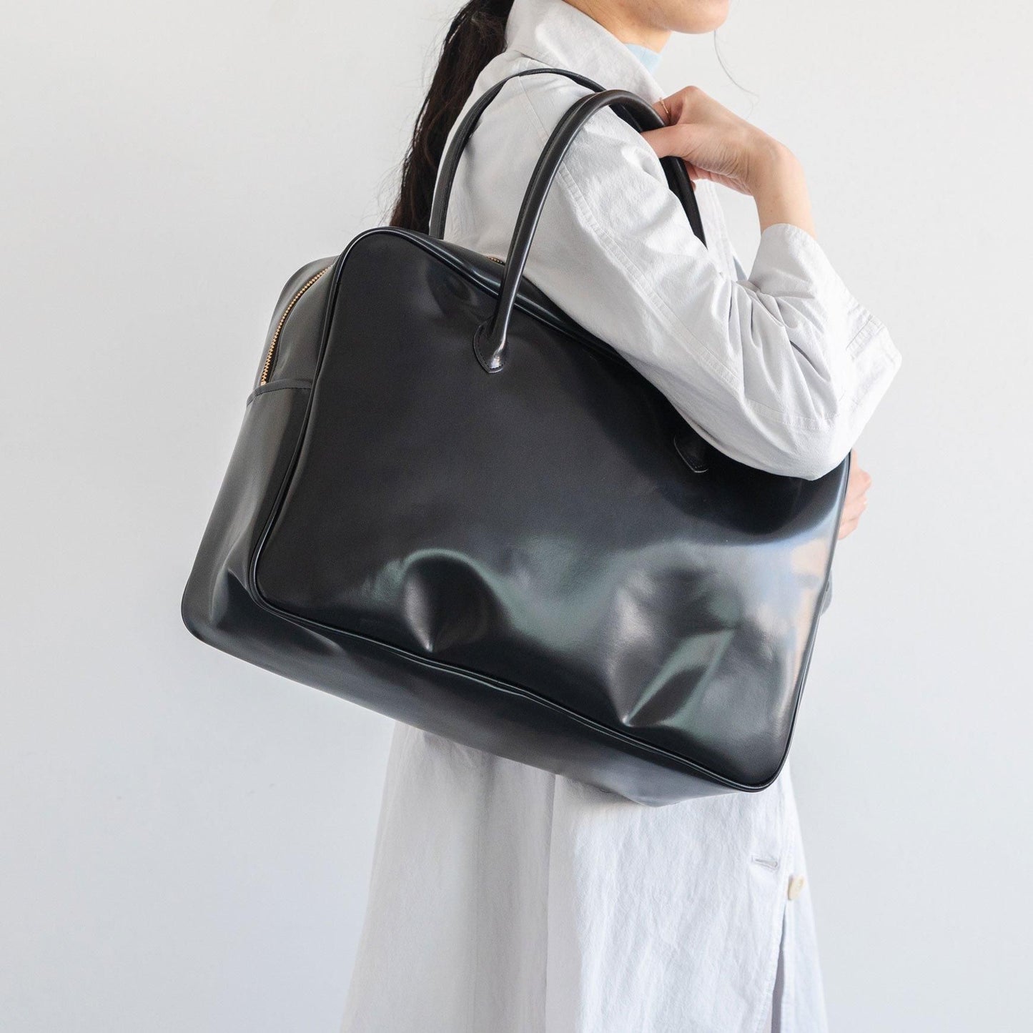 CLASKA｜日本製 BANK 波士頓旅行包 - 黑色合成皮革