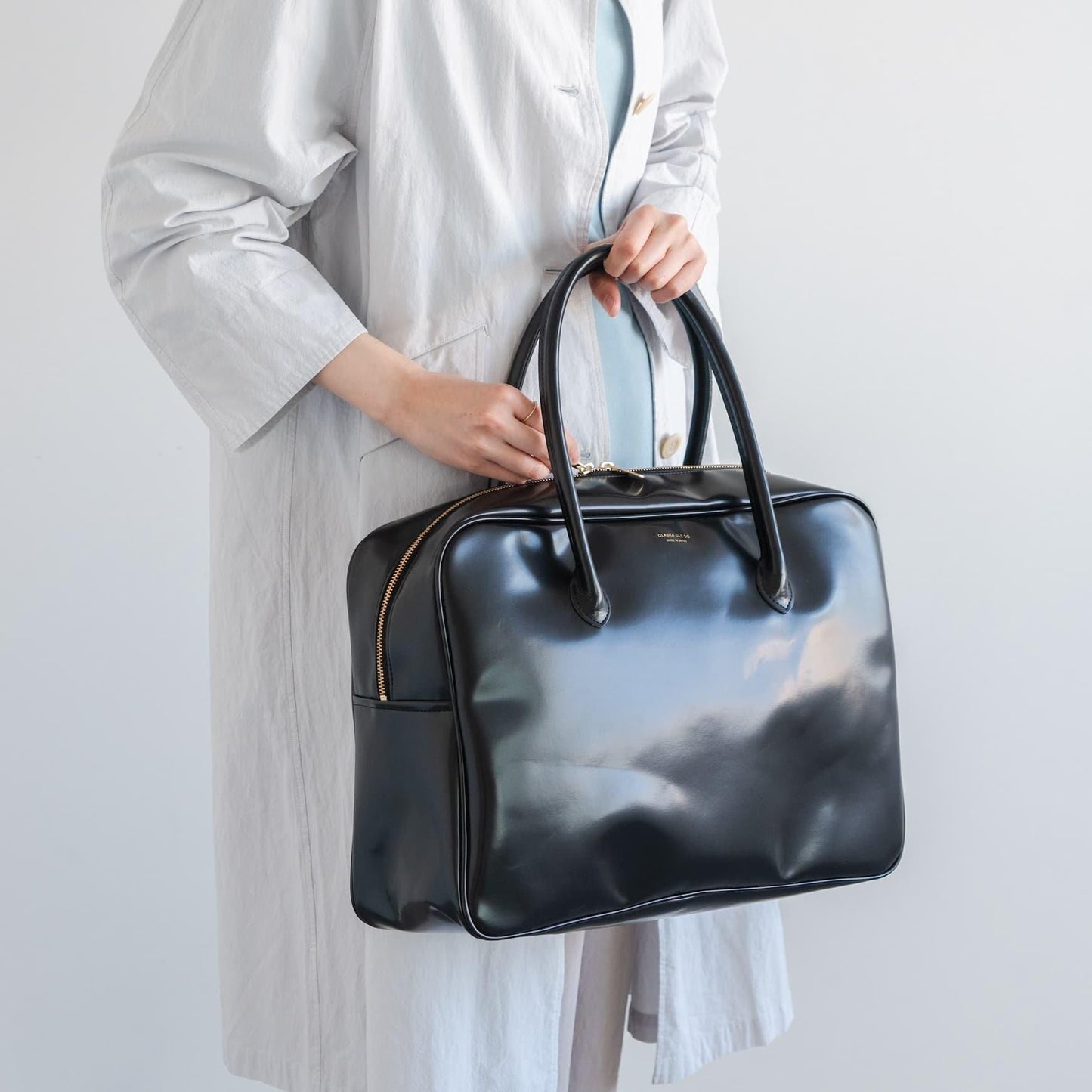 CLASKA｜日本製 BANK 波士頓旅行包 - 黑色合成皮革