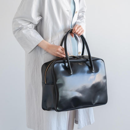 CLASKA｜日本製 BANK 波士頓旅行包 - 黑色合成皮革