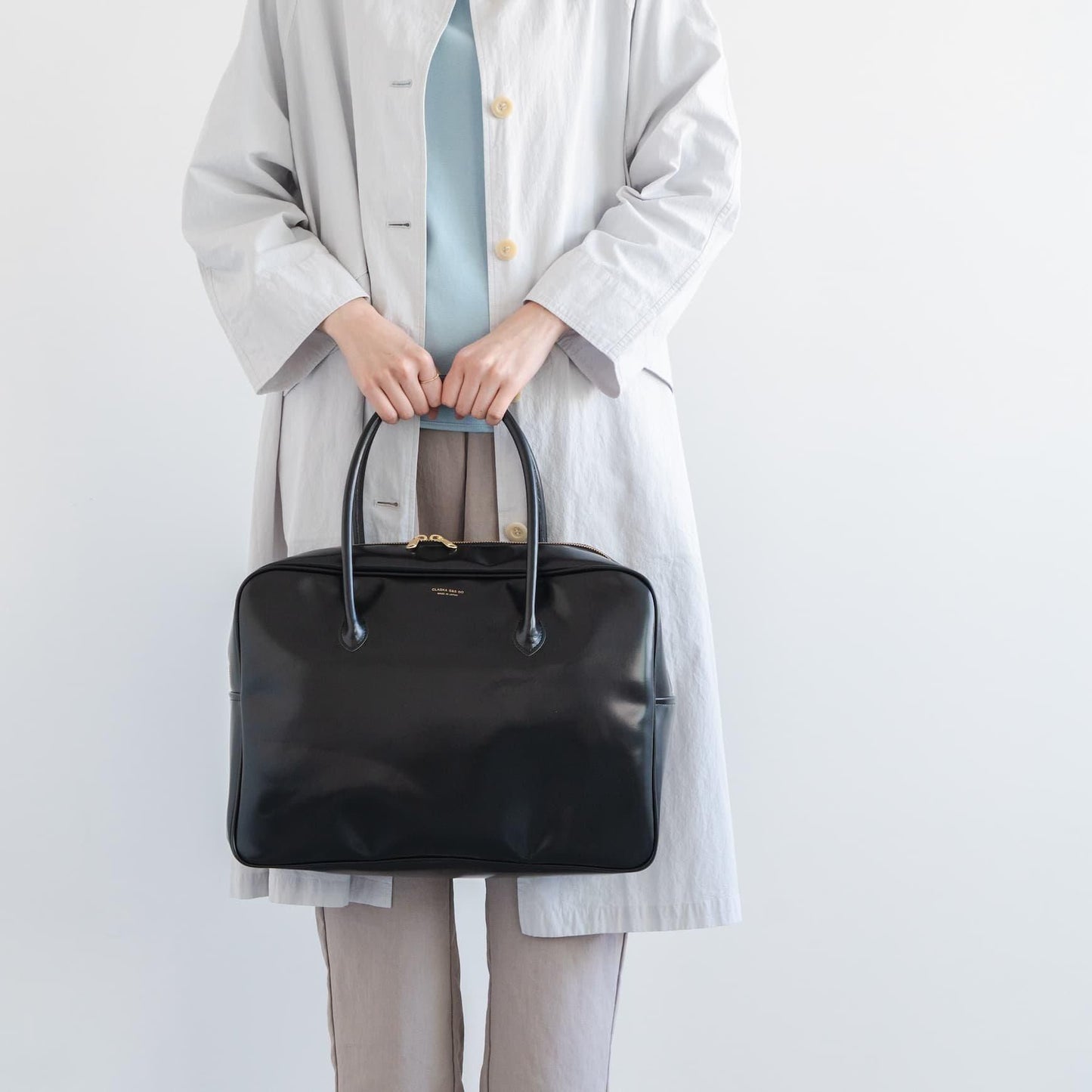 CLASKA｜日本製 BANK 波士頓旅行包 - 黑色合成皮革