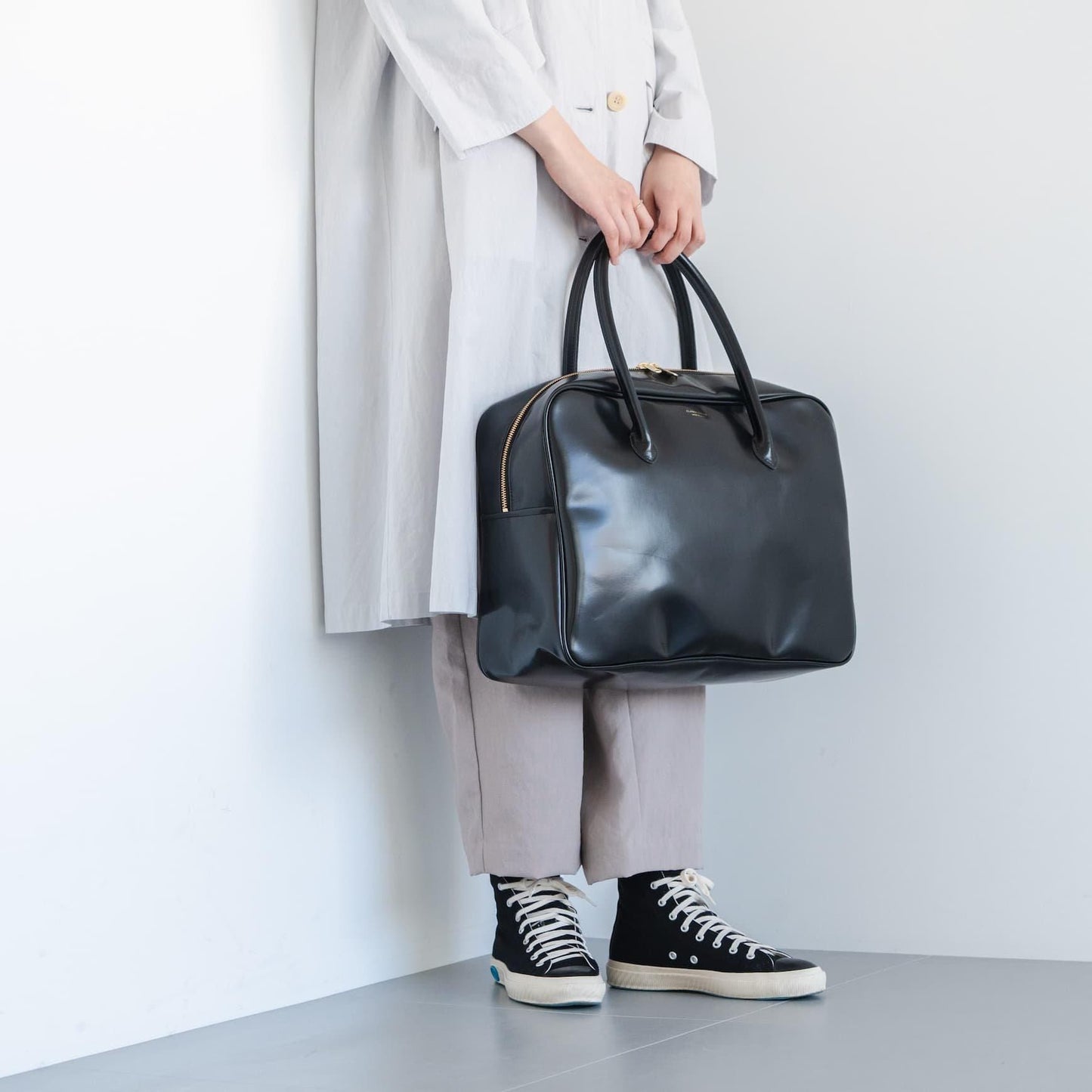 CLASKA｜日本製 BANK 波士頓旅行包 - 黑色合成皮革