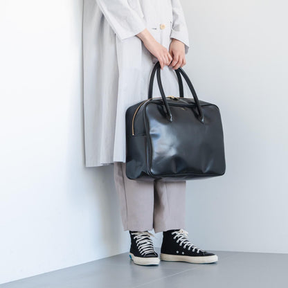 CLASKA｜日本製 BANK 波士頓旅行包 - 黑色合成皮革