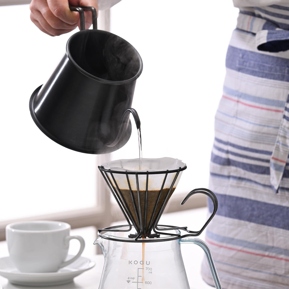 KOGU Stainless Steel Wire Frame Coffee Dripper Matte Black 2-4 Cups 41300 Made in Japan