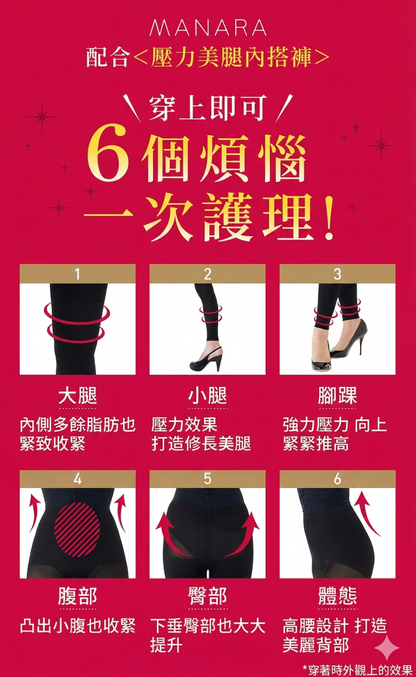 MANARA 日本製 着壓美腿塑形褲 壓力襪褲 Compression Beauty Leggings