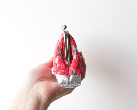 日本手作親子口金錢包｜豹紋天鵝絨 × 日本牛革（Hot Pink &amp; Turquoise）