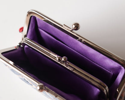 日本手作親子口金錢包｜豹紋天鵝絨 × 日本牛革（Hot Pink &amp; Turquoise）