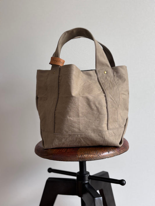 日本手作厚帆布Tote Bag 托特包（灰卡其色）