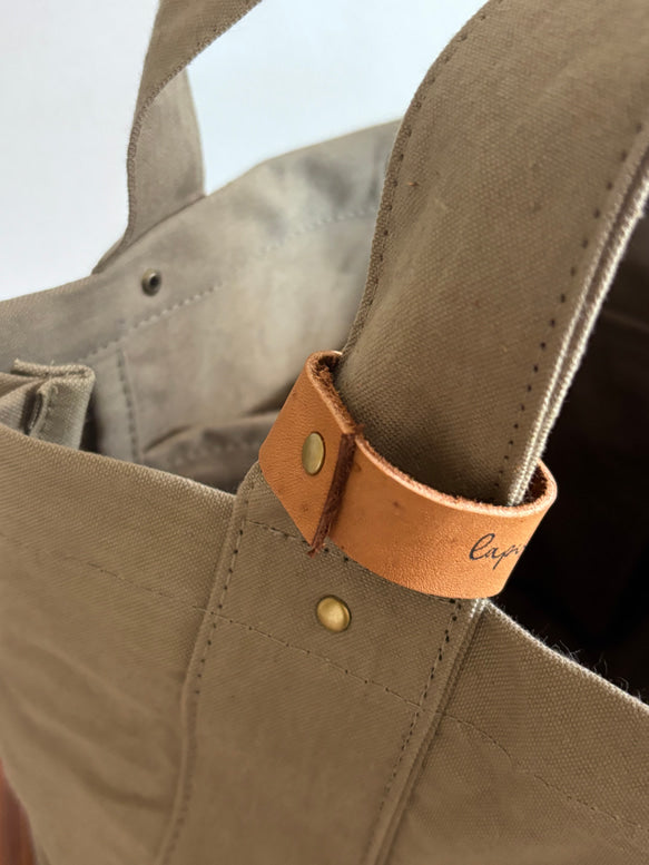 日本手作厚帆布Tote Bag 托特包（灰卡其色）