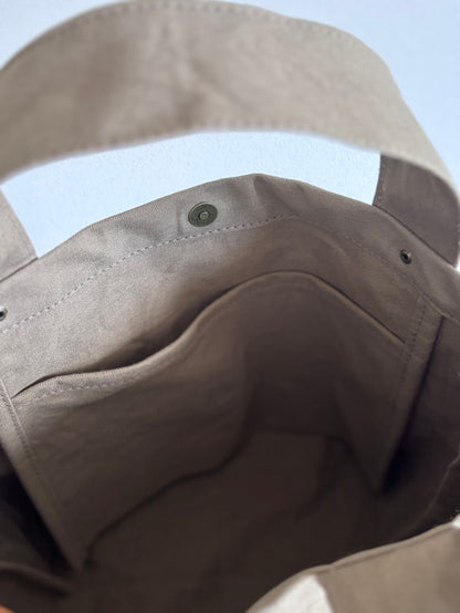 日本手作厚帆布Tote Bag 托特包（灰卡其色）