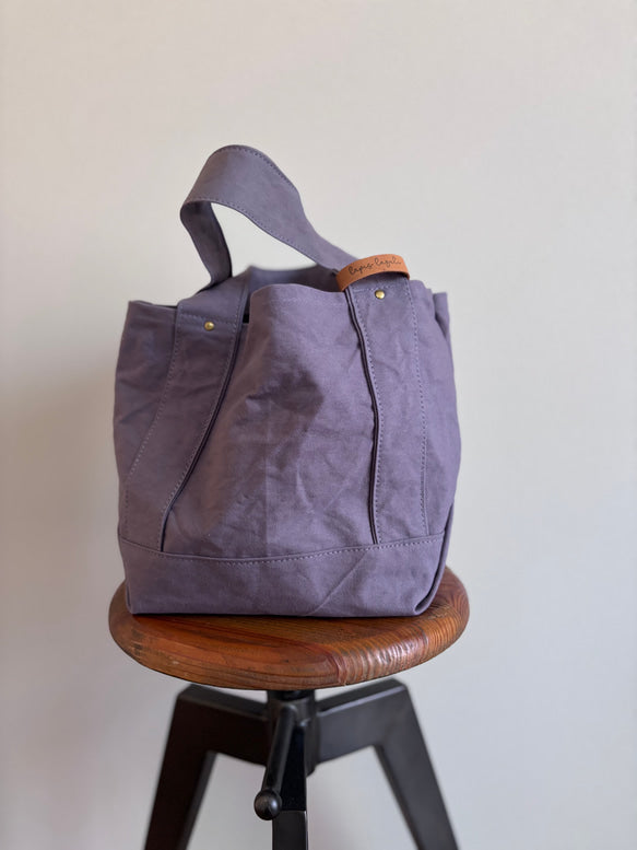 日本手作厚帆布Tote Bag 托特包（灰紫色）