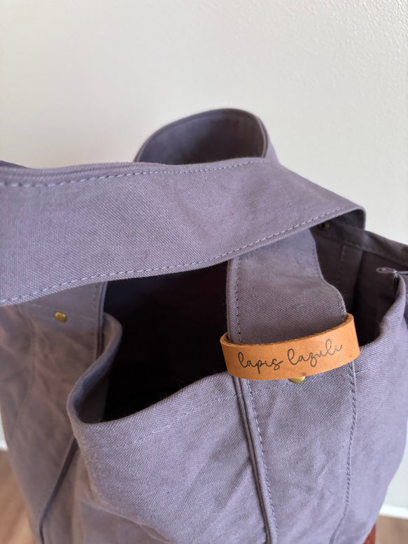 日本手作厚帆布Tote Bag 托特包（灰紫色）