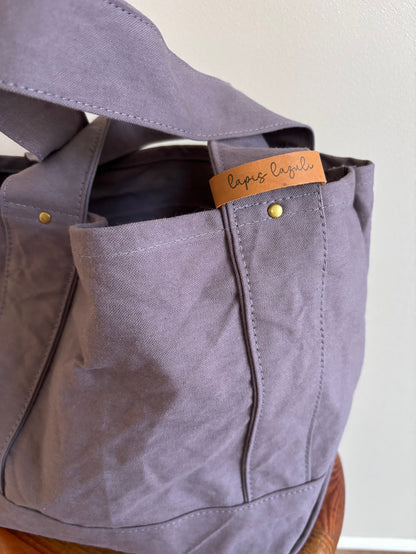 日本手作厚帆布Tote Bag 托特包（灰紫色）