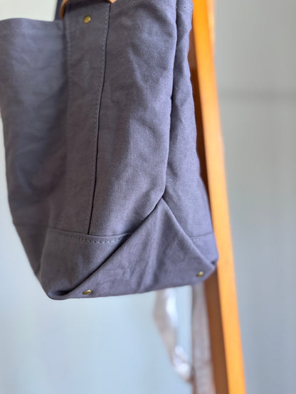 日本手作厚帆布Tote Bag 托特包（灰紫色）