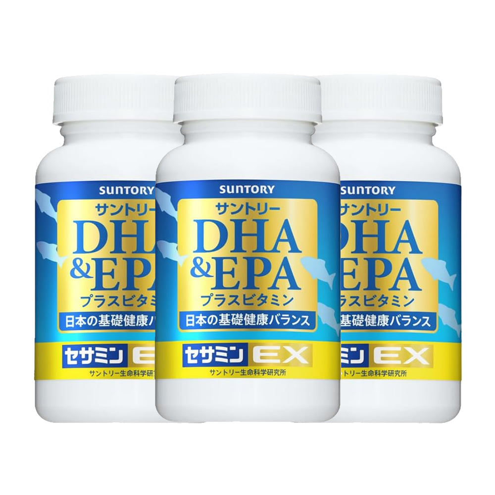 日本Suntory 魚油丸 DHA&EPA + 芝麻明EX 3樽優惠裝 720粒/180日份量 健康基礎之源