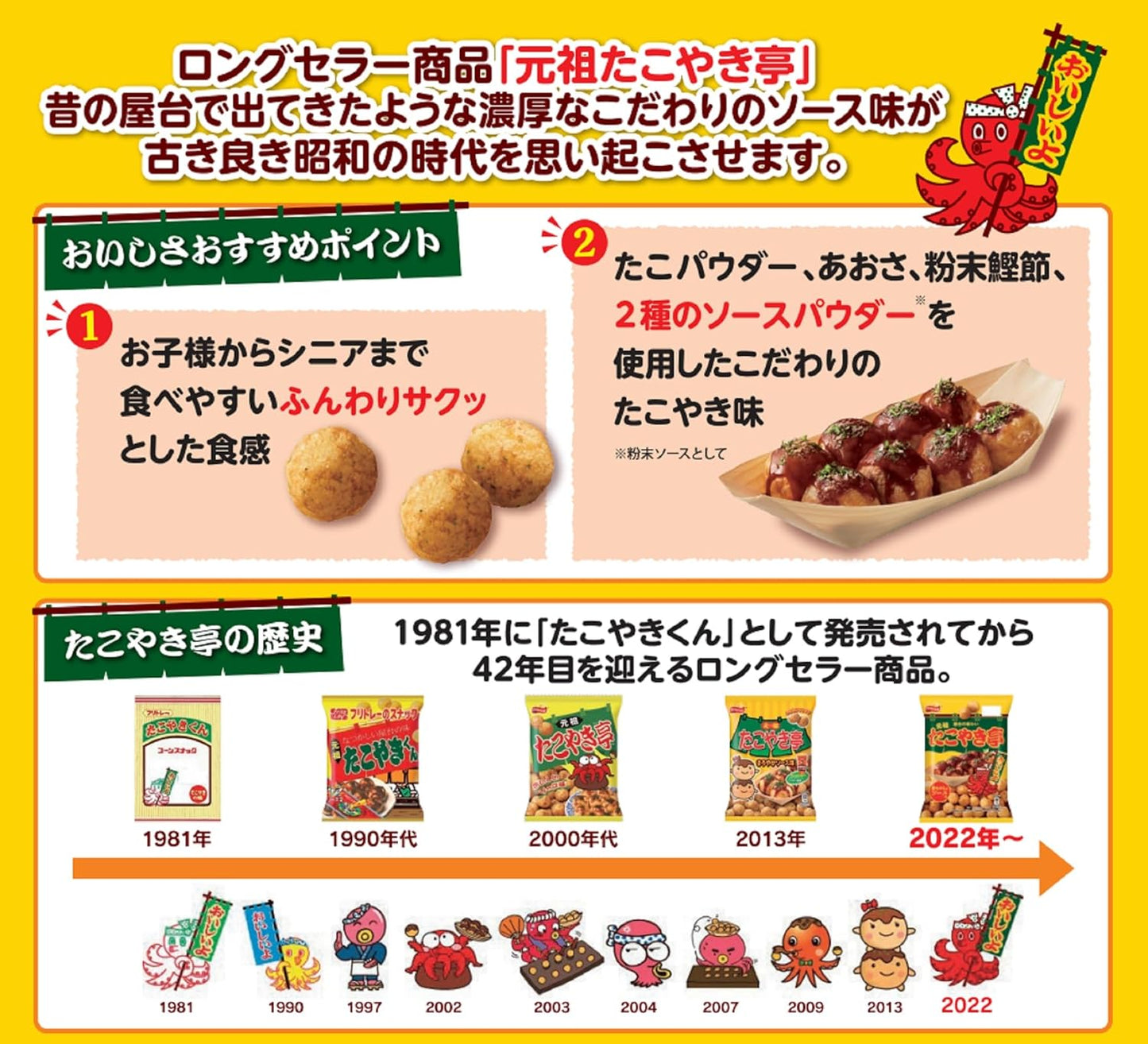 Calbee 卡樂B 卡樂比 元祖章魚燒亭 昔日風味醬汁味 鬆軟粟米球 55g x 12包優惠裝