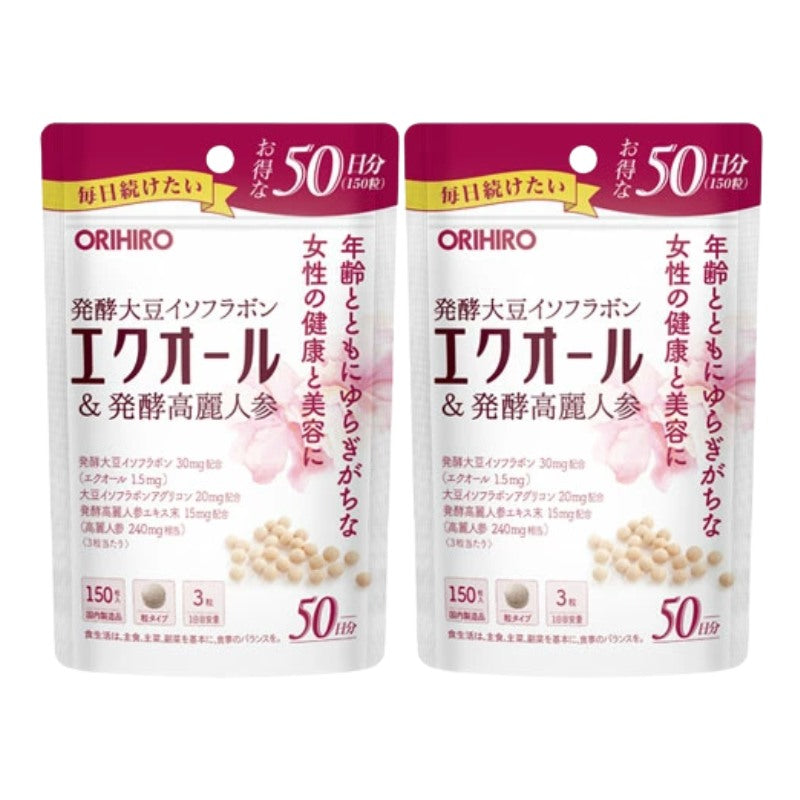 ORIHIRO Women's Youth Source Equol + Fermented Soy Isoflavones + Fermented Korean Ginseng 2 Bags (300 Capsules) Japanese Youth Vitality Formula 
