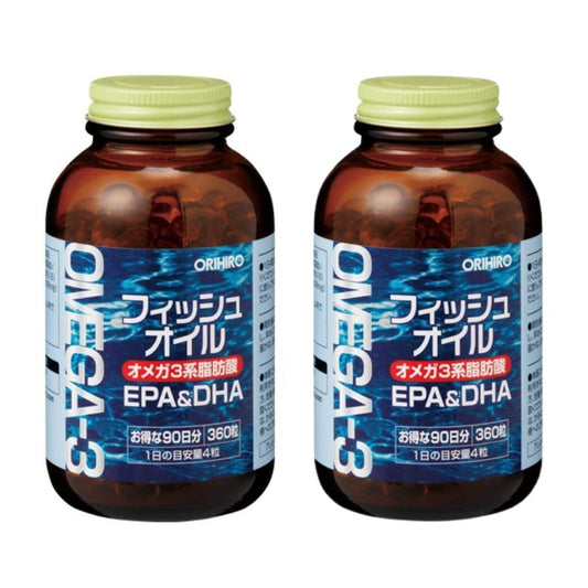 ORIHIRO Fish Oil EPA DHA OMEGA-3 優質精製魚油軟膠囊 維他命E 經濟裝2樽720粒
