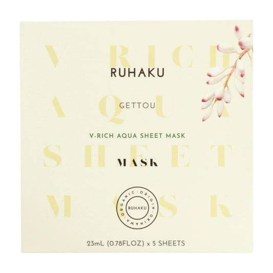 RUHAKU 琉白 日本製 V Rich Aqua 沖繩香檬 諾麗果 月桃 緊緻保濕精華面膜 1盒5片