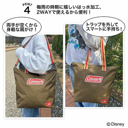 GLOW 2026年7月號 Disney 設計 × Coleman 2WAY Tote Bag 撥水托特袋