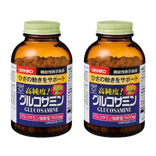 ORIHIRO Glucosamine 葡萄糖胺 軟骨素 維他命 大容量經濟裝 2樽1800粒 增強膝關節活動機能