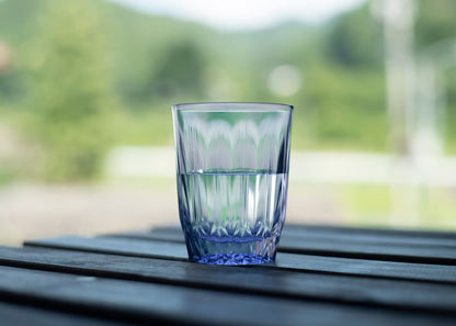 KINJO JAPAN 日本製 E1 金城藍色 晶瑩切子風防摔矽膠杯 250ml 摔不破 跌不爛