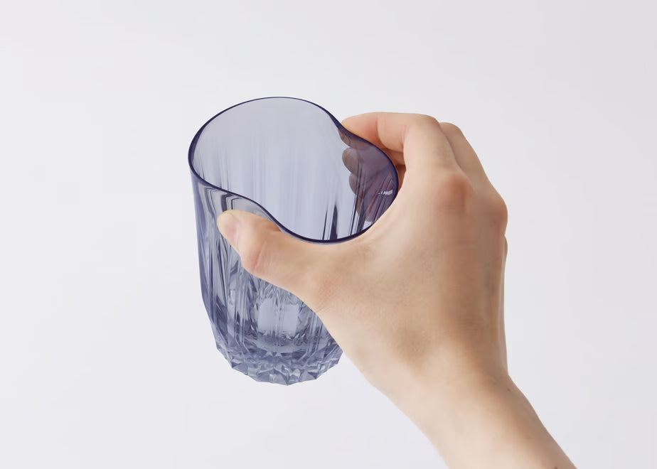 KINJO JAPAN 日本製 E1 金城藍色 晶瑩切子風防摔矽膠杯 250ml 摔不破 跌不爛