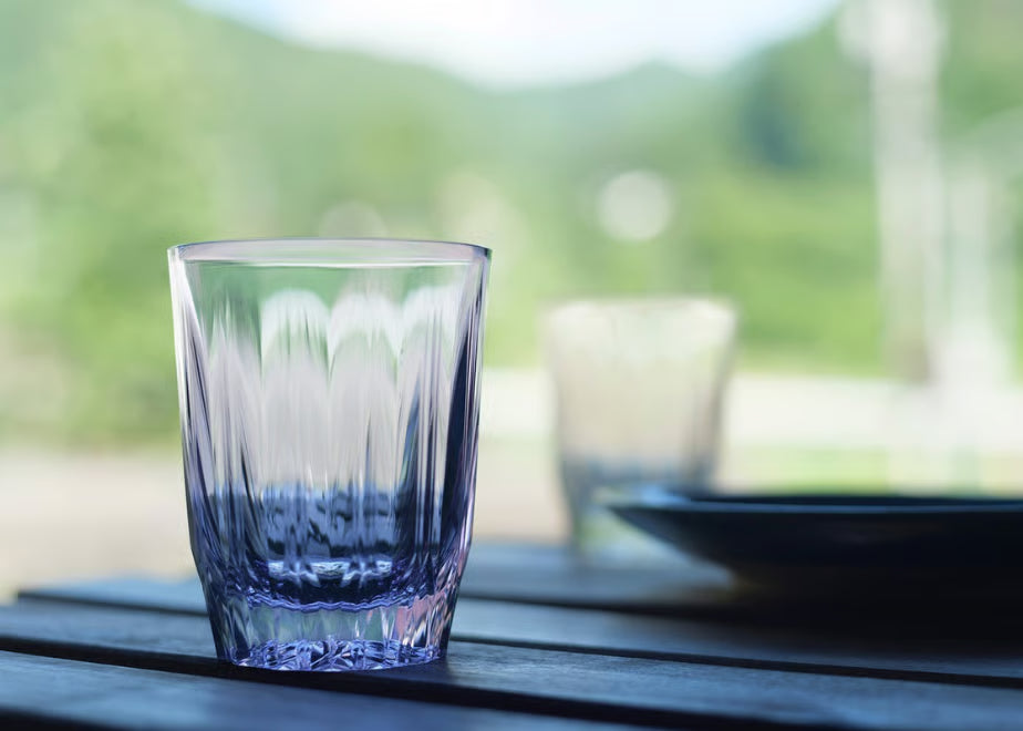 KINJO JAPAN 日本製 E1 金城藍色 晶瑩切子風防摔矽膠杯 250ml 摔不破 跌不爛