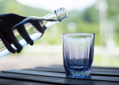 KINJO JAPAN 日本製 E1 金城藍色 晶瑩切子風防摔矽膠杯 250ml 摔不破 跌不爛