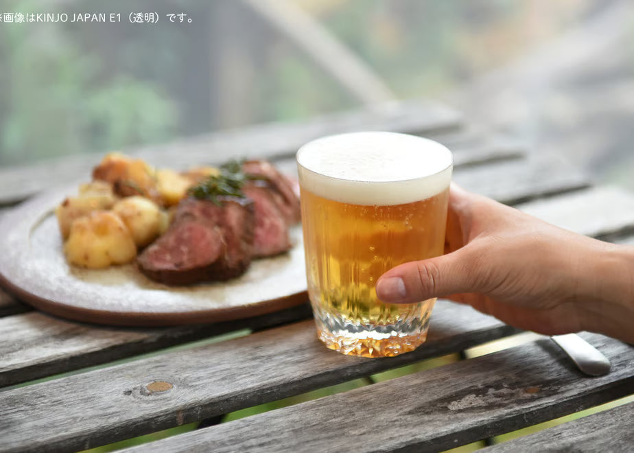 KINJO JAPAN 日本製 E1 金城藍色 晶瑩切子風防摔矽膠杯 250ml 摔不破 跌不爛